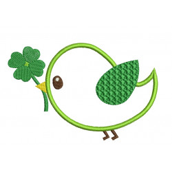 Stickdatei Glücksvogel - Vogel mit Kleeblatt